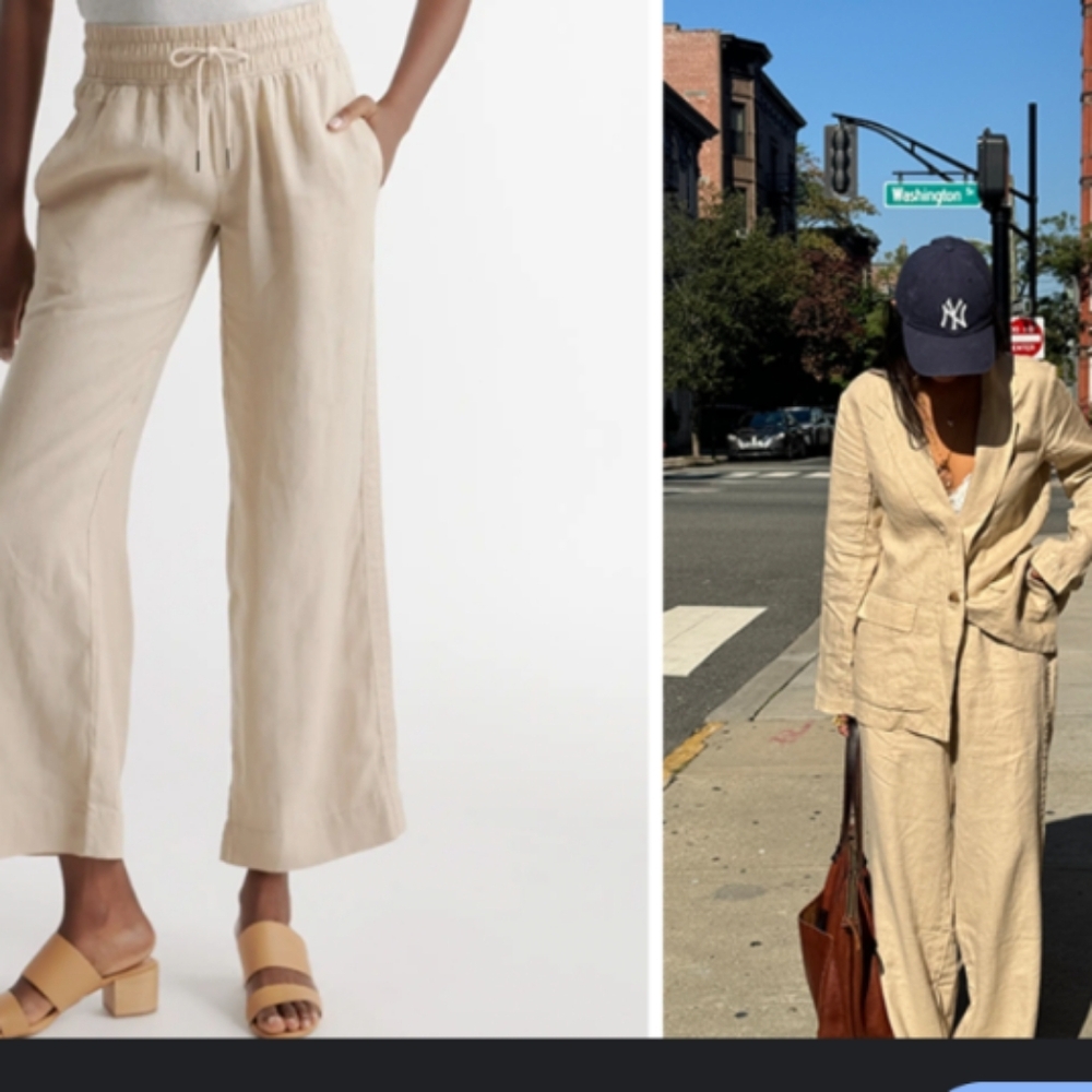Quince Linen-Blend Wide Leg Pants in Natural Beige